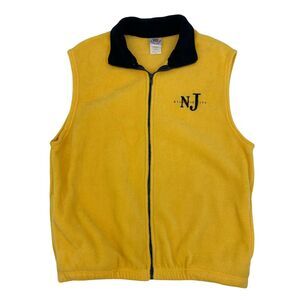 Vintage Atlantic City New Jersey Vest Adult Size L Yellow Full Zip Made USA 90s
